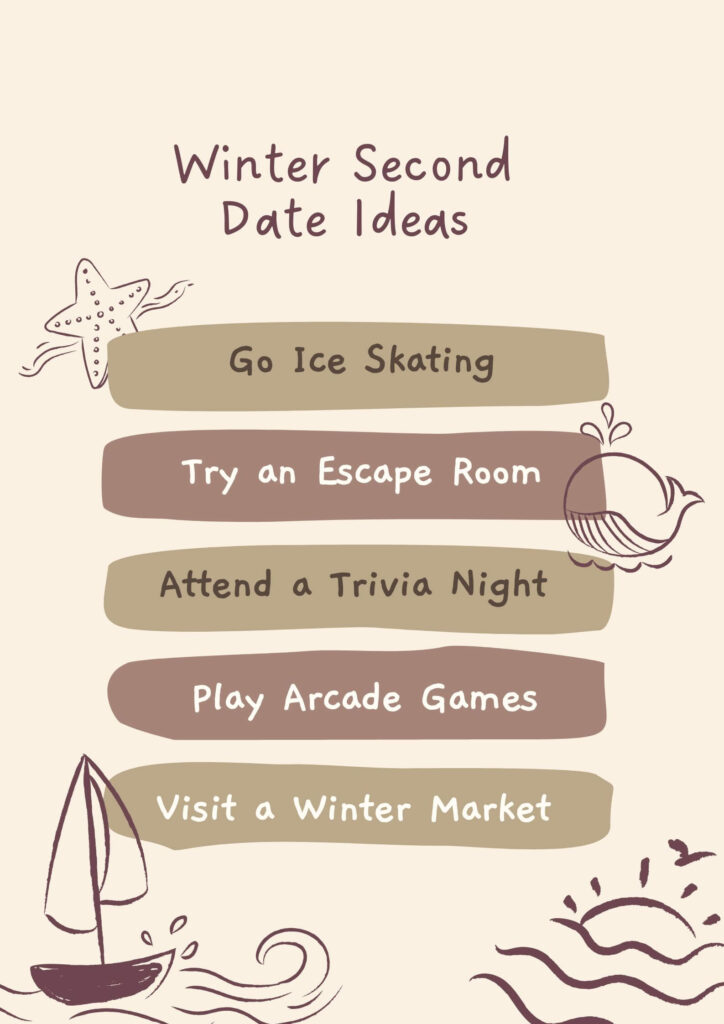 winter second date ideas: Go Ice Skating, Try an Escape Room, Attend a Trivia Night, Play Arcade Games, Visit a Winter Market