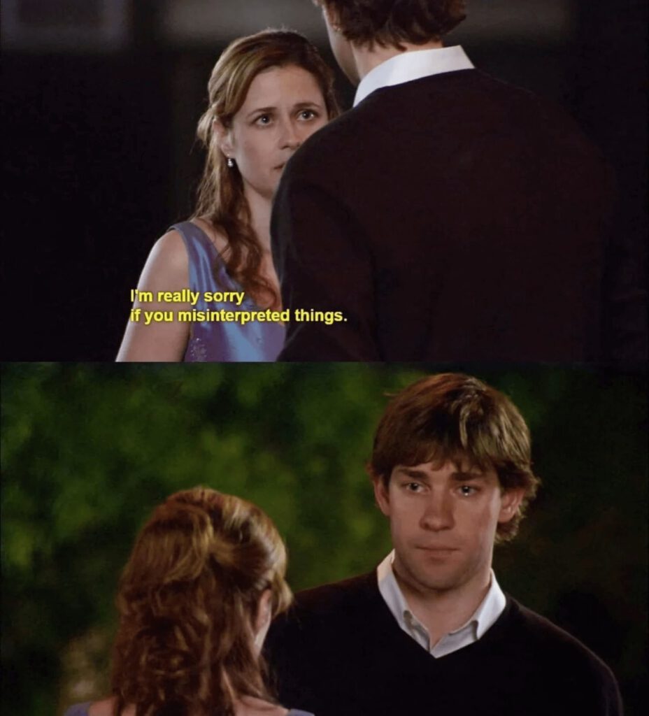 The Office tv show: Jim and Pam moment