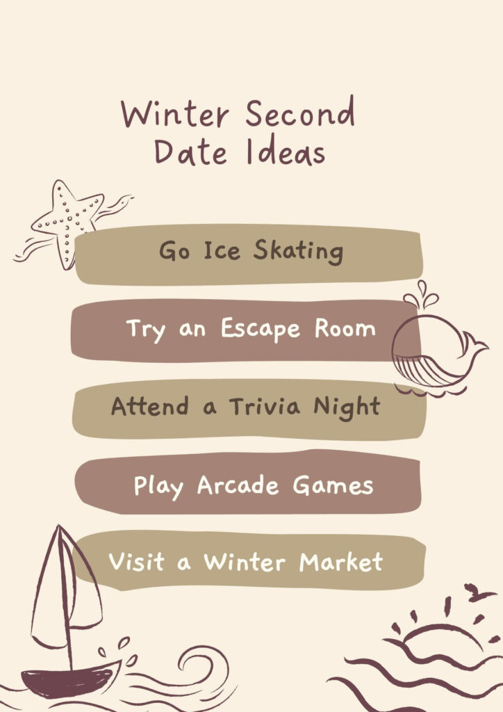 winter second date ideas: Go Ice Skating, Try an Escape Room, Attend a Trivia Night, Play Arcade Games, Visit a Winter Market