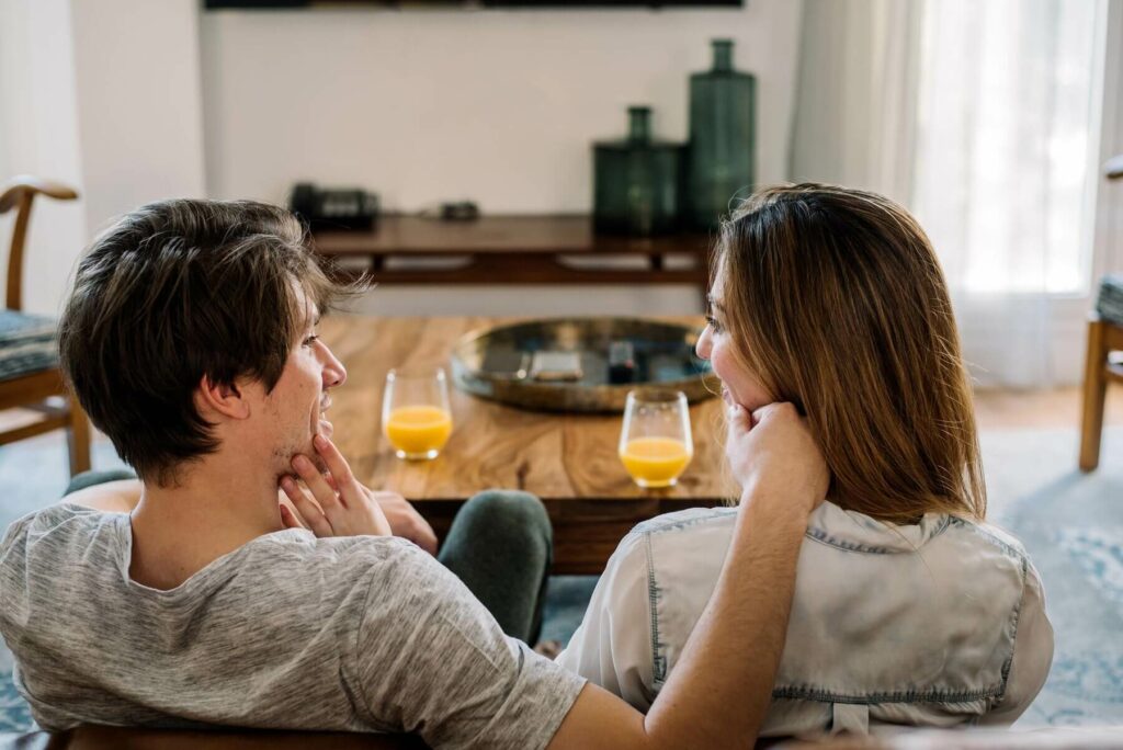 couple enjoying a cozy date night at home